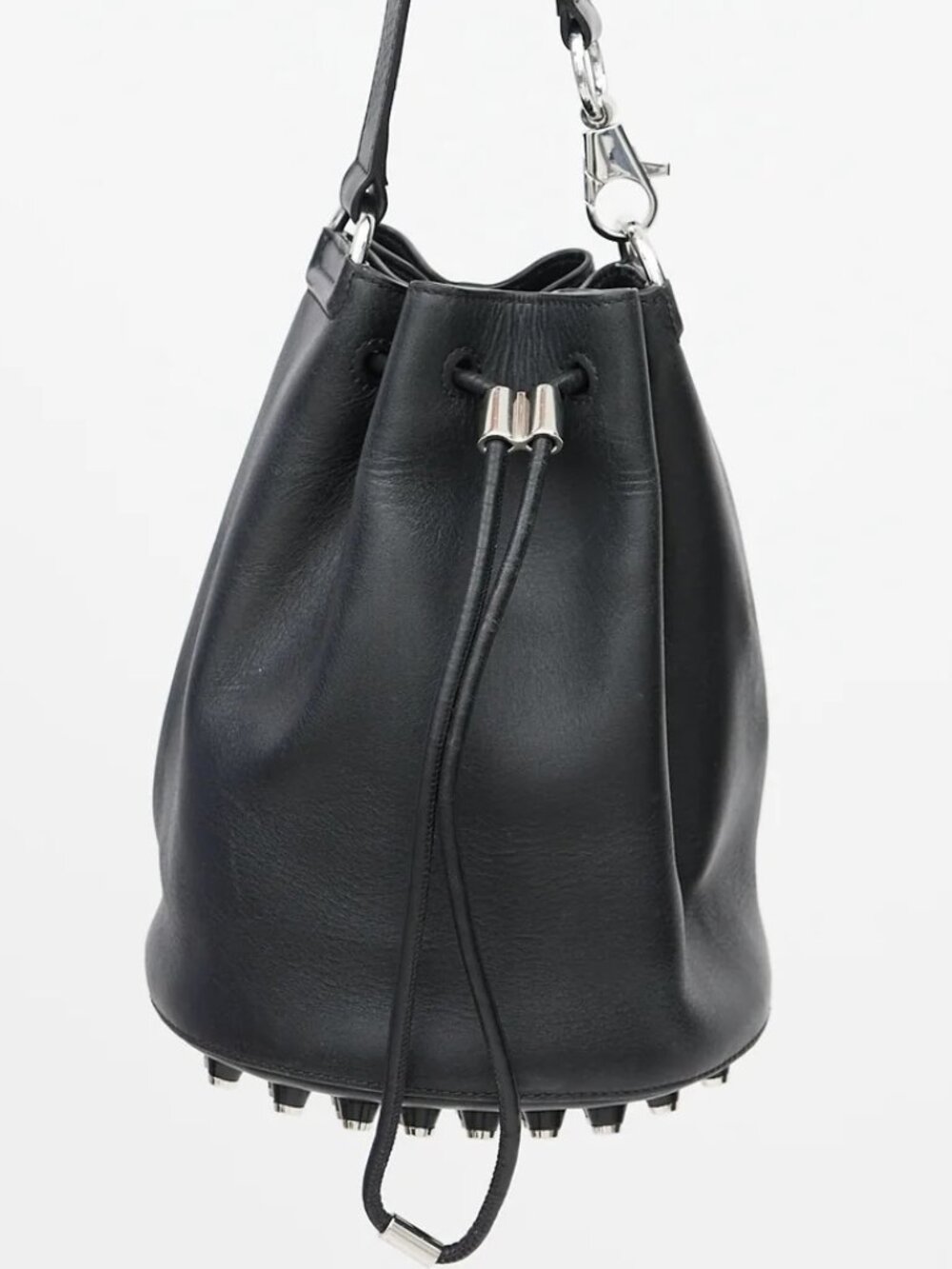 Alexander Wang Black Leather Studded Bucket Bag